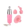 Розовый вибратор-брелок с 3 сменными насадками фото 8 — pink-kiss