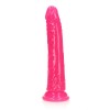 Розовый люминесцентный фаллоимитатор на присоске - 22 см. фото 1 — pink-kiss