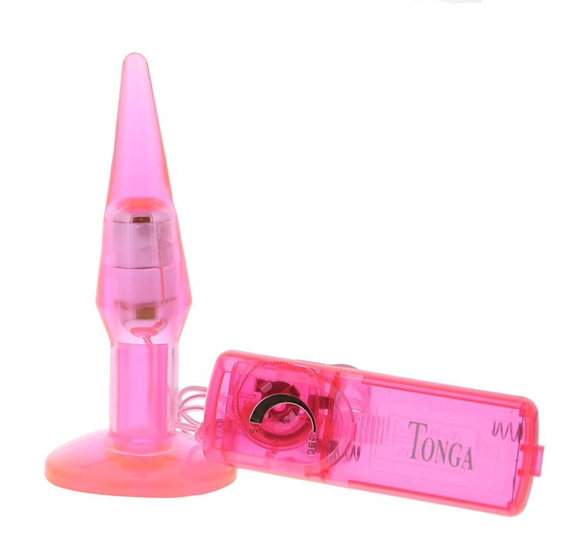 Розовая анальная пробка с выносным пультом - 14 см. фото 1 — pink-kiss