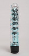 Прозрачно-голубой вибратор с пупырышками - 17,5 см. фото 3 — pink-kiss