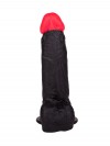 Чёрный фаллоимитатор с красной головкой - 18,5 см. фото 3 — pink-kiss