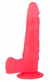 Розовый фаллоимитатор с удлинённой мошонкой - 16,5 см. фото 1 — pink-kiss
