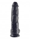 Реалистичный чёрный фаллоимитатор-гигант 10" Cock with Balls - 25,4 см. фото 2 — pink-kiss