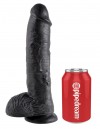 Реалистичный чёрный фаллоимитатор-гигант 10" Cock with Balls - 25,4 см. фото 3 — pink-kiss