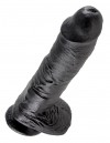 Реалистичный чёрный фаллоимитатор-гигант 10" Cock with Balls - 25,4 см. фото 4 — pink-kiss