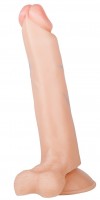 Реалистичный фаллоимитатор №6 с мошонкой и подкрашенной головкой - 16,5 см. фото 1 — pink-kiss