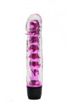 Прозрачно-розовой вибратор с пупырышками - 17,5 см. фото 1 — pink-kiss