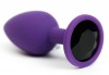 Фиолетовая анальная пробка с черным стразом - 7,6 см. фото 1 — pink-kiss