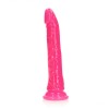 Розовый люминесцентный фаллоимитатор на присоске - 25 см. фото 1 — pink-kiss