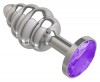 Серебристая пробка с рёбрышками и фиолетовым кристаллом - 7 см. фото 2 — pink-kiss