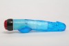Голубой вибратор-реалистик с мошонкой и подсветкой - 21,5 см. фото 2 — pink-kiss