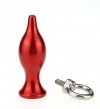 Красная металлическая анальная пробка с кольцом - 7 см. фото 2 — pink-kiss