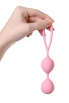 Розовые силиконовые вагинальные шарики с ограничителем-петелькой фото 3 — pink-kiss