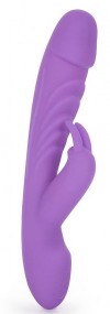Фиолетовый вибромассажер-кролик с 10 режимами вибрации - 24 см. фото 1 — pink-kiss
