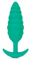 Зеленый ребристый анальный виброплаг Twist - 13,5 см. фото 1 — pink-kiss