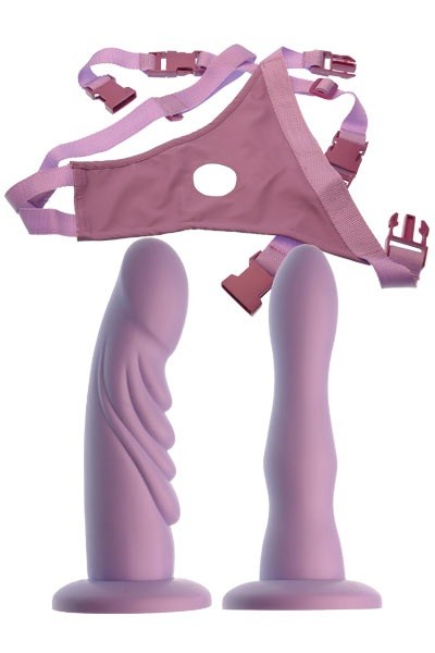 Женский страпон с 2 насадками-фаллосами ULTIMATE TWIN STRAP-ON - 17,8 см. фото 1 — pink-kiss