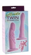 Женский страпон с 2 насадками-фаллосами ULTIMATE TWIN STRAP-ON - 17,8 см. фото 2 — pink-kiss
