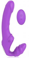 Фиолетовый безремневой страпон с 9 режимами вибрации и пультом ДУ фото 1 — pink-kiss