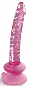 Розовый стеклянный фаллоимитатор Icicles №86 с силиконовой присоской - 17 см. фото 1 — pink-kiss