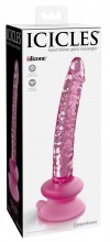 Розовый стеклянный фаллоимитатор Icicles №86 с силиконовой присоской - 17 см. фото 2 — pink-kiss