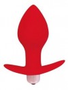 Красная коническая анальная вибровтулка с ограничителем - 8 см. фото 1 — pink-kiss