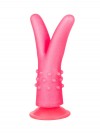 Розовый стимулятор с раздвоенным кончиком - 16 см. фото 2 — pink-kiss