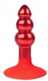 Красная анальная пробка-елочка с круглым ограничителем - 9 см. фото 1 — pink-kiss