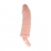 Телесная вибрирующая насадка на пенис с подхватом для мошонки - 17 см. фото 3 — pink-kiss