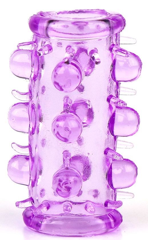Фиолетовая насадка на фаллос с шипами и бусинами - 7 см. фото 1 — pink-kiss