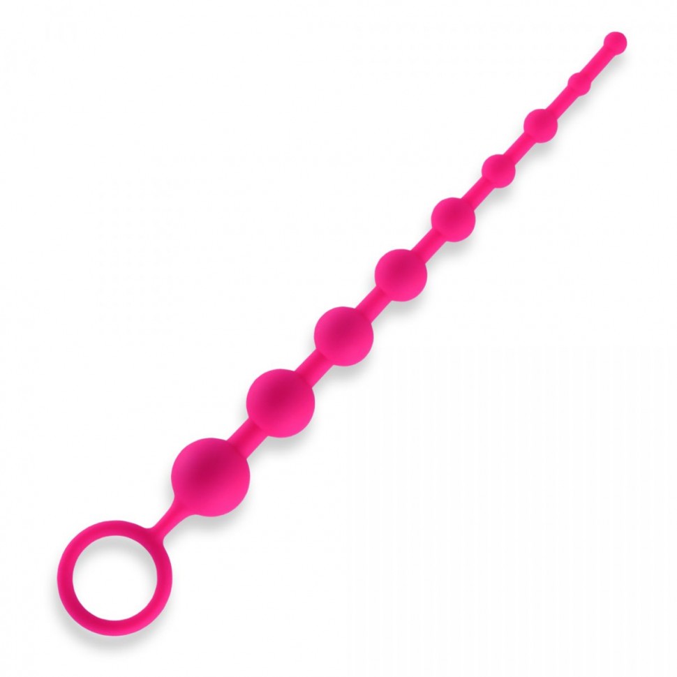 Розовая анальная цепочка из 9 шариков - 30 см. фото 1 — pink-kiss
