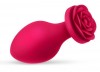 Малиновая анальная пробка с основанием-розой - 8,3 см. фото 1 — pink-kiss