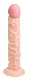 Телесный фаллоимитатор с рельефом - 22,9 см. фото 1 — pink-kiss