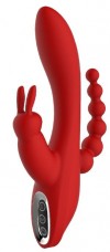 Красный вибромассажер-кролик с анальным стимулятором HERA - 21 см. фото 1 — pink-kiss
