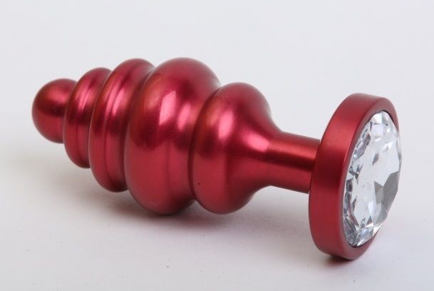 Красная металлическая фигурная пробка с прозрачным стразом - 7,3 см. фото 1 — pink-kiss