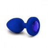 Синяя вибропробка Vibrating Jewel Plug L/XL - 11 см. фото 1 — pink-kiss