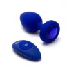 Синяя вибропробка Vibrating Jewel Plug L/XL - 11 см. фото 4 — pink-kiss