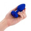 Синяя вибропробка Vibrating Jewel Plug L/XL - 11 см. фото 5 — pink-kiss