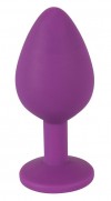 Фиолетовая анальная пробка с кристаллом - 8 см. фото 2 — pink-kiss