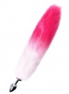 Серебристая анальная втулка с бело-розовым хвостом - размер S фото 1 — pink-kiss