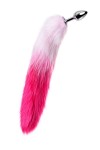 Серебристая анальная втулка с бело-розовым хвостом - размер S фото 2 — pink-kiss