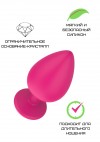 Розовая малая силиконовая пробка с прозрачным кристаллом фото 3 — pink-kiss