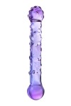Фиолетовый стеклянный фаллоимитатор с шишечками - 19,5 см. фото 1 — pink-kiss