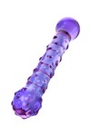 Фиолетовый стеклянный фаллоимитатор с шишечками - 19,5 см. фото 2 — pink-kiss