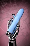 Голубой силиконовый вибратор с функцией нагрева и пульсирующими шариками FAHRENHEIT - 19 см. фото 16 — pink-kiss
