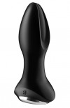 Черная анальная пробка с вибрацией и массажем бусинами Rotator Plug 2+ - 12,5 см. фото 1 — pink-kiss