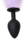 Черная анальная втулка с фиолетово-белым хвостиком - размер M фото 8 — pink-kiss