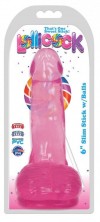Розовый гелевый фаллоимитатор Slim Stick with Balls - 15,2 см. фото 2 — pink-kiss