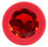 Красная силиконовая анальная пробка с красным кристаллом Joy - 7,2 см. фото 3 — pink-kiss