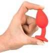 Красная силиконовая анальная пробка с красным кристаллом Joy - 7,2 см. фото 4 — pink-kiss
