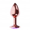 Пробка цвета розового золота с фиолетовым кристаллом Diamond Amethyst Shine L - 8,3 см. фото 1 — pink-kiss
